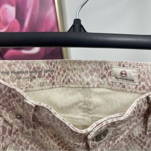New AG‎  Adriano Goldschmied Farrah Silk Python Ivory Dust Jeans Size 31 - Picture 8 of 14